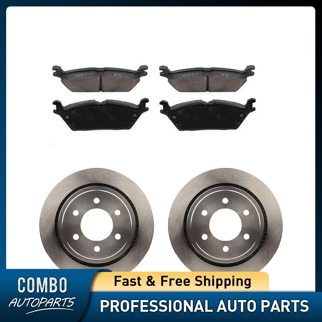 Rear Brake Rotors Ceramic Brake Pads for 2015 2016 2017 Ford F-150 2.7L