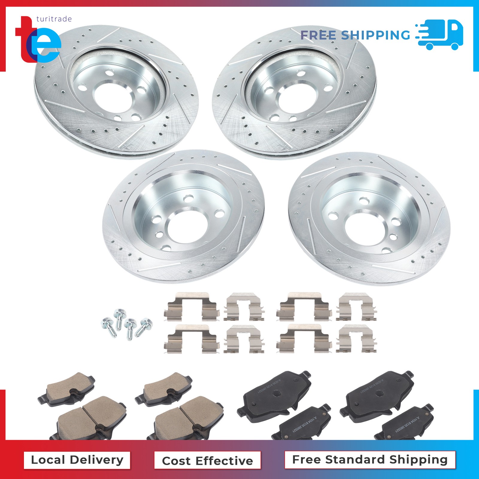 For Mini Cooper F56/ F57 2015-2016 Front & Rear Drilled Brake Rotor & Brake Pads