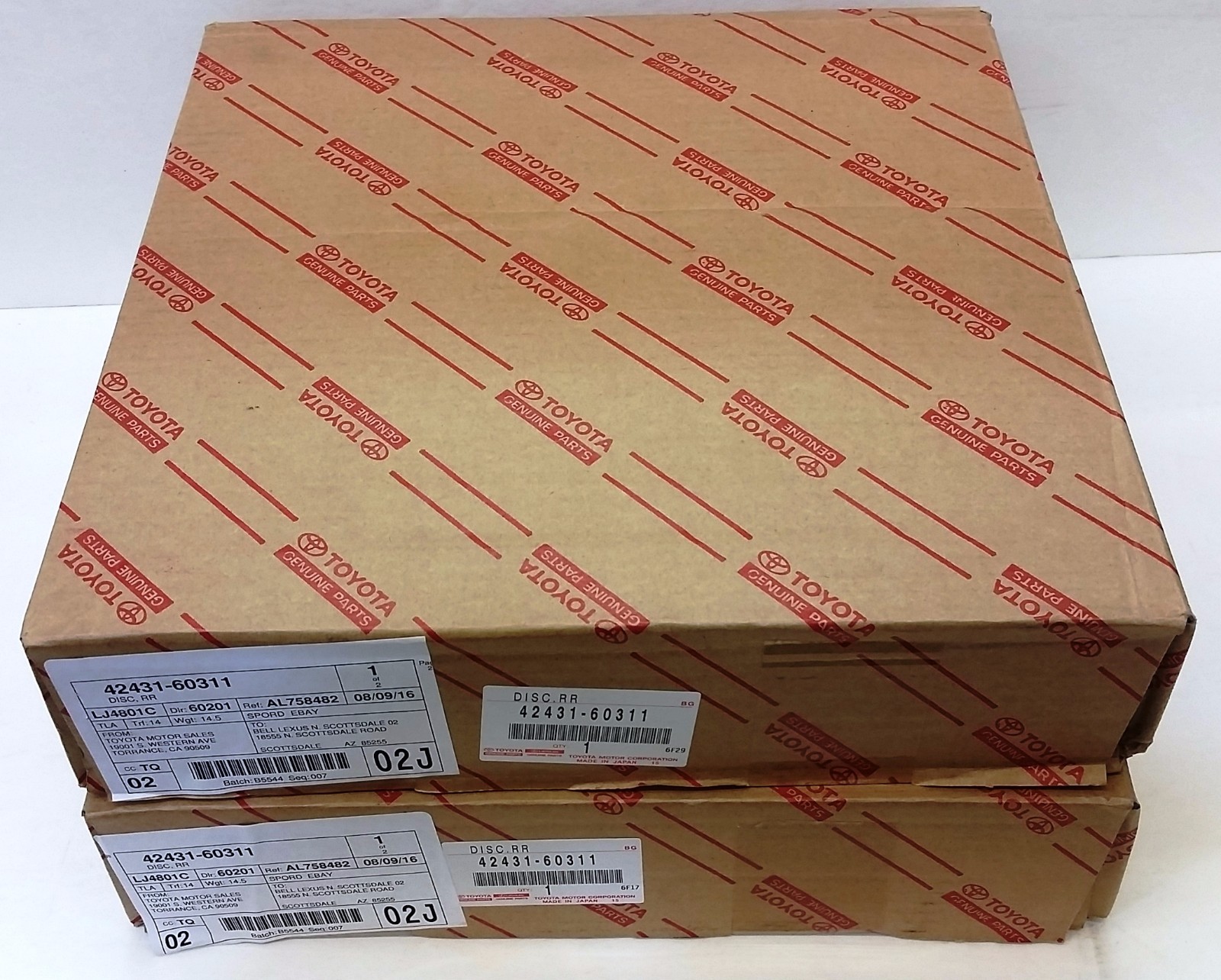 TOYOTA OEM FACTORY REAR BRAKE ROTOR SET 2010-2017 4RUNNER 42431-60311 (x2)