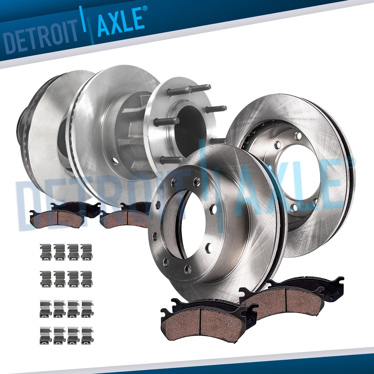 RWD 14.29″ Front Rear Brake Rotors Pads for 2013-2022 Ford F-350 Super Duty DRW