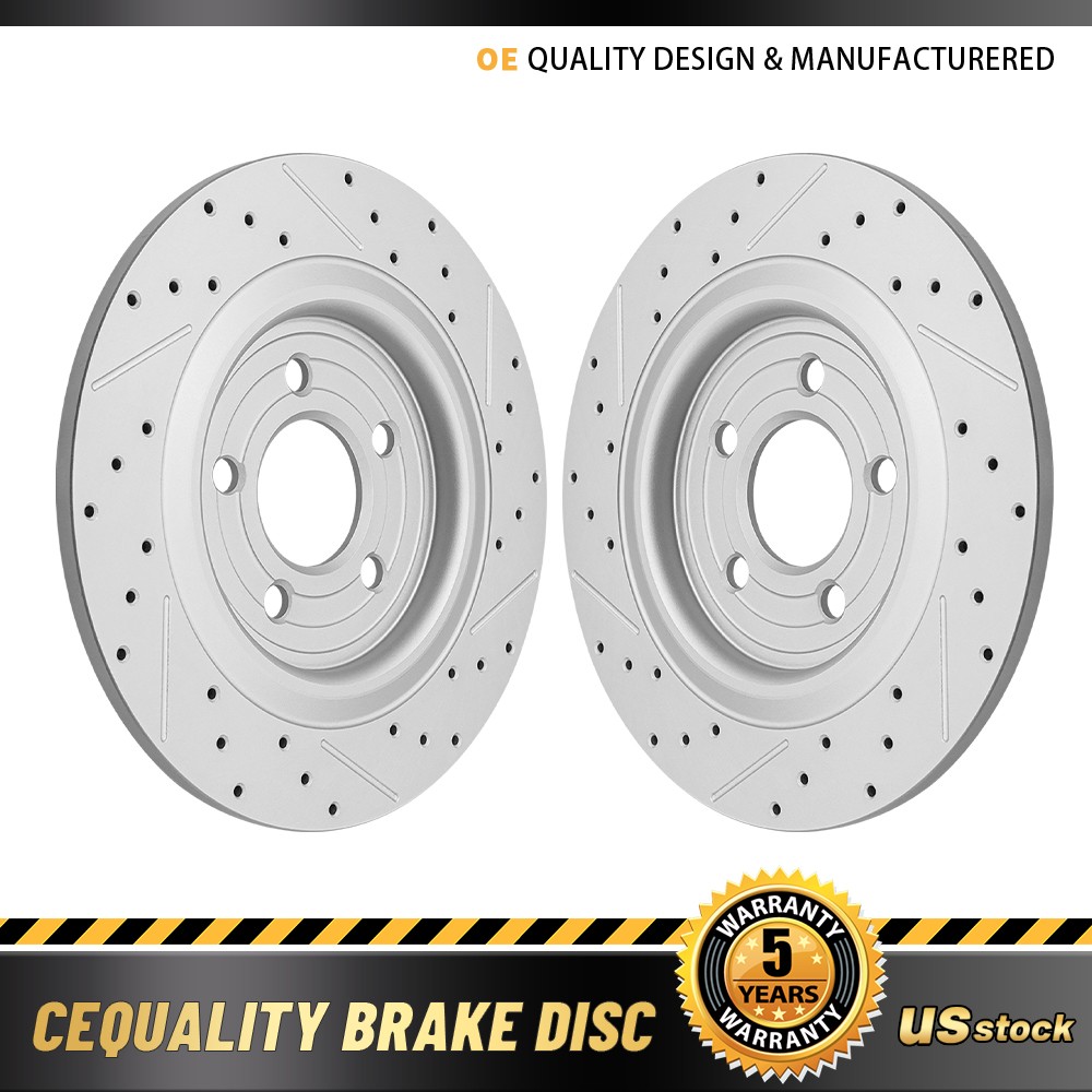 Rear Drilled Disc Brake Rotors for 2020-2024 Ford Explorer, 2024-2025 Mustang
