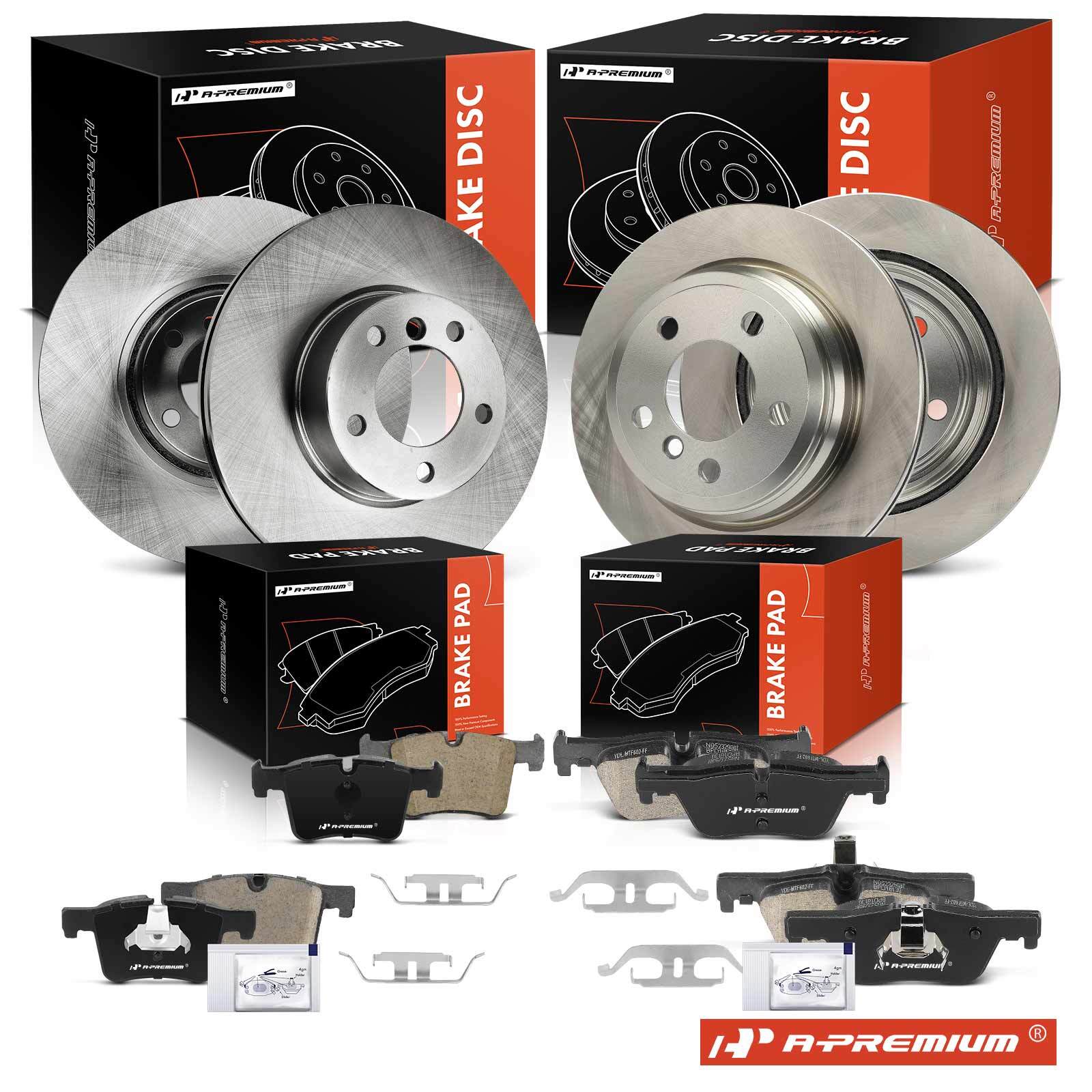 Disc Brake Rotors & Ceramic Brake Pads Front & Rear for BMW 328i 330i 428i 430i