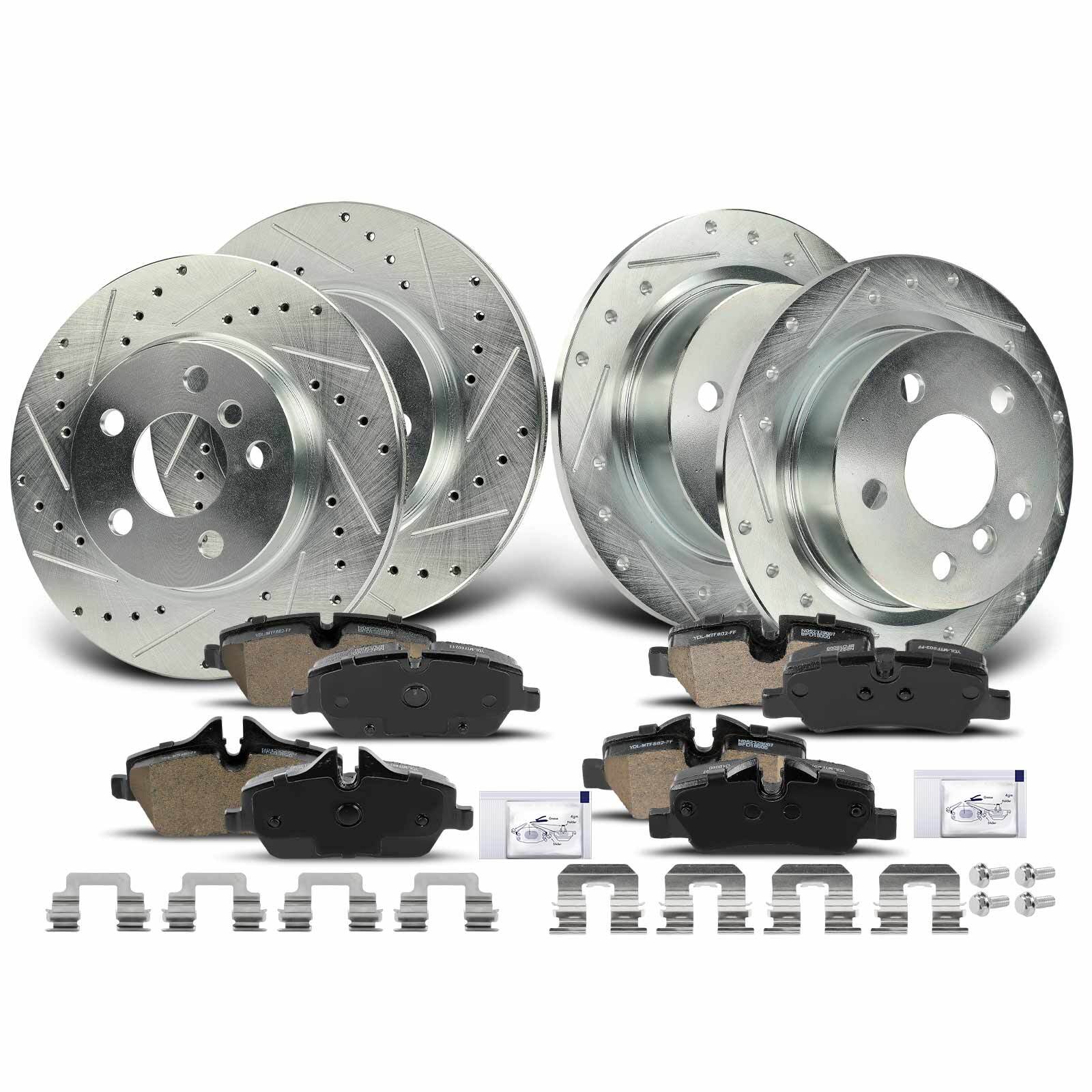 Front & Rear Drilled Brake Rotor & Brake Pads for Mini Cooper F56/ F57 2015-2016
