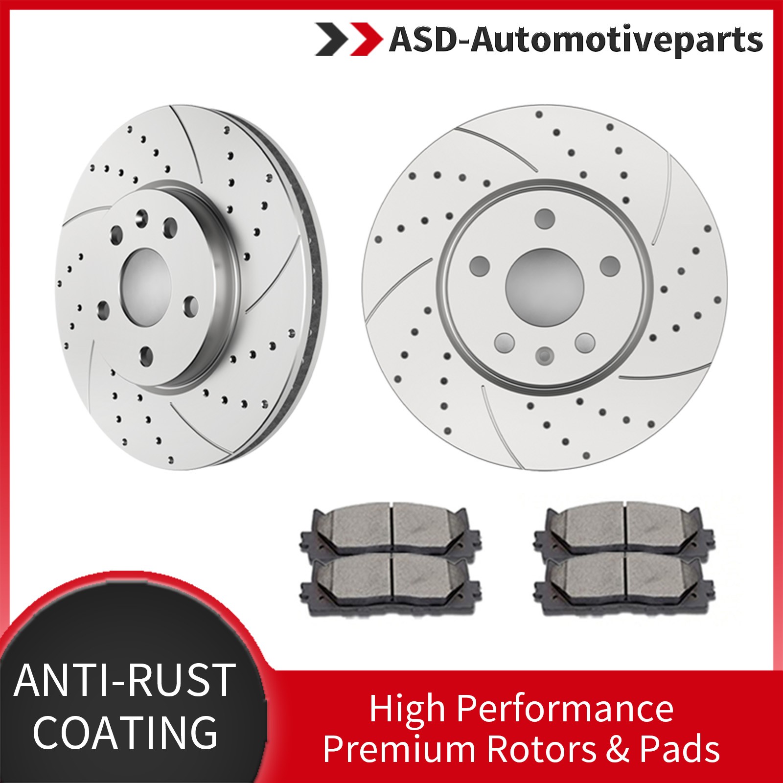 321mm Drilled Front Brake Rotor Disc Pad Kits Fit Chevy Equinox Impala MALIBU