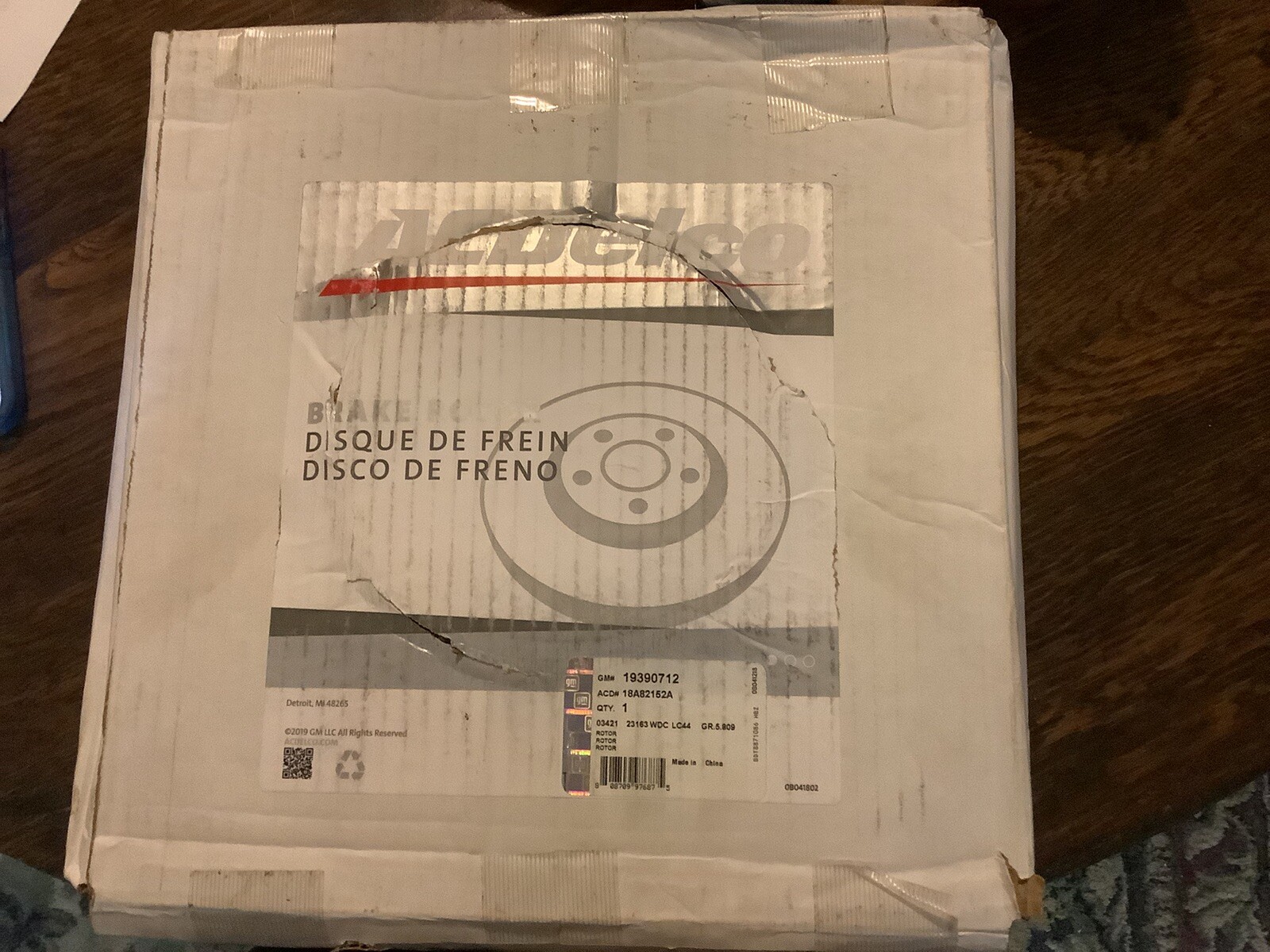 AC delco Front Disc Brake Rotor GM 19390712 ACD 18A 82152A NIB