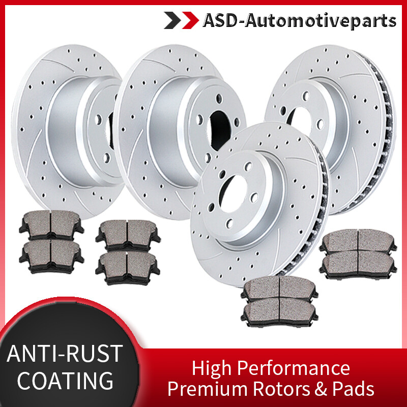 Front Rear Drilled Brake Rotors Pads Fit 2009-2020 Dodge Challenger Charger RWD