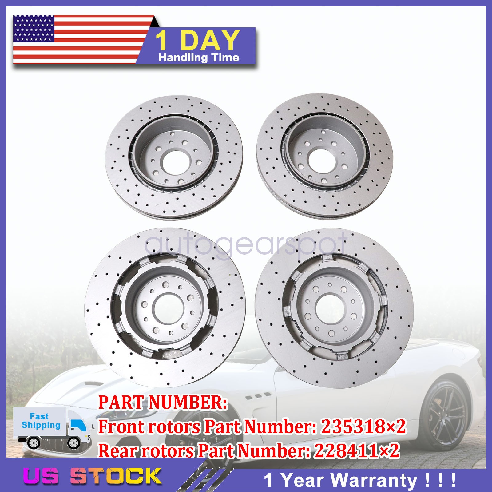 4PCS New Front + Rear Brake Rotors For Maserati Granturismo GT & Quattroporte
