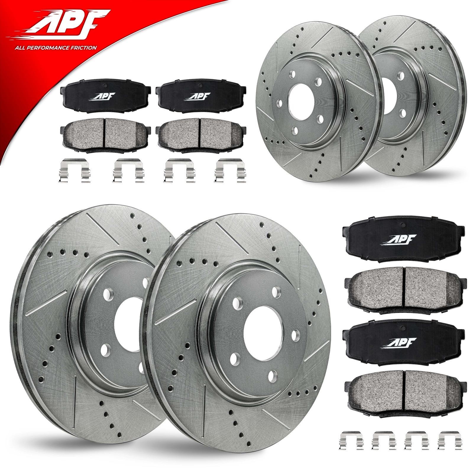 Front & Rear Zinc Drill/Slot Brake Rotors + Pads for Lexus GS300 1998-2005