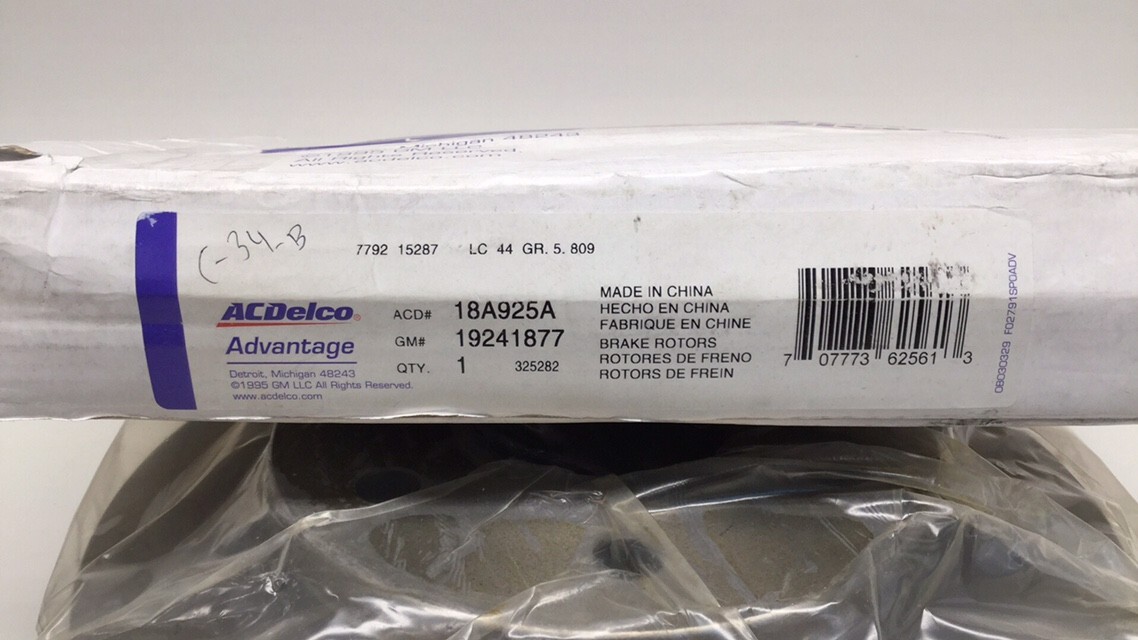 ACDelco 18A925A Disc Brake Rotor-Non-Coated GM 19241877