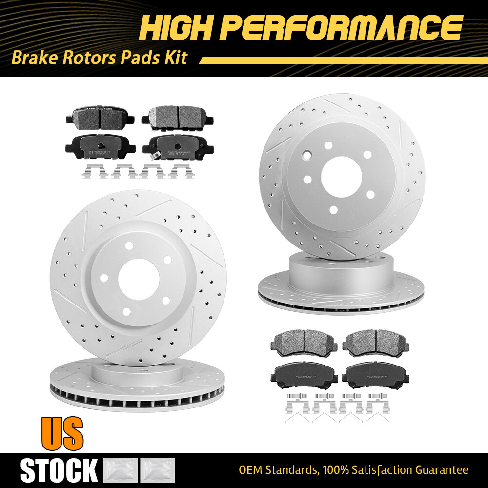 Front & Rear Disc Brake Rotors + Brake Pads for 2014 2015 2016 2017 Nissan Rogue