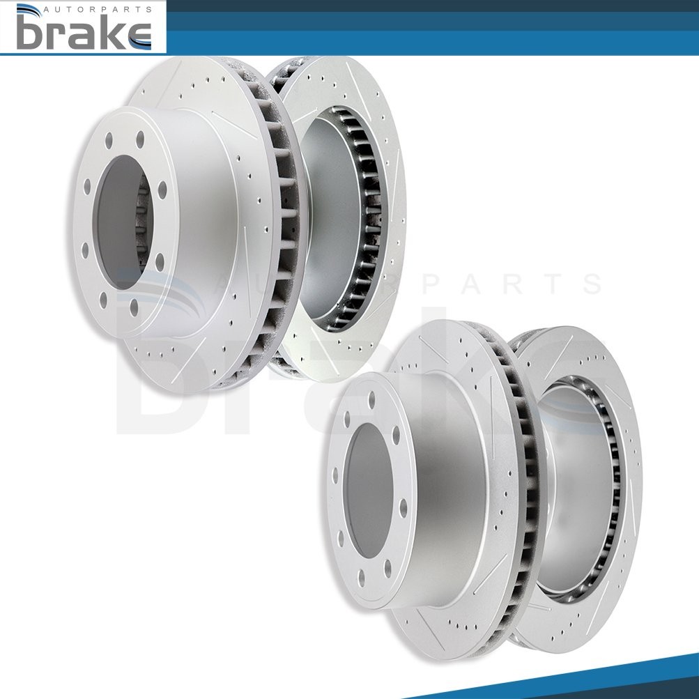 Front Rear Brake Rotors Drill Slot 8 Lug For Ford F-350 Super Duty 1999-2004