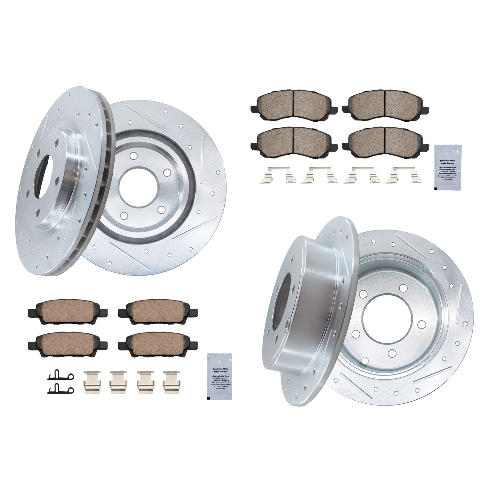Front & Rear Drilled Rotors Ceramic Pads for JEEP PATRIOT CHRYSLER 200 SEBRING