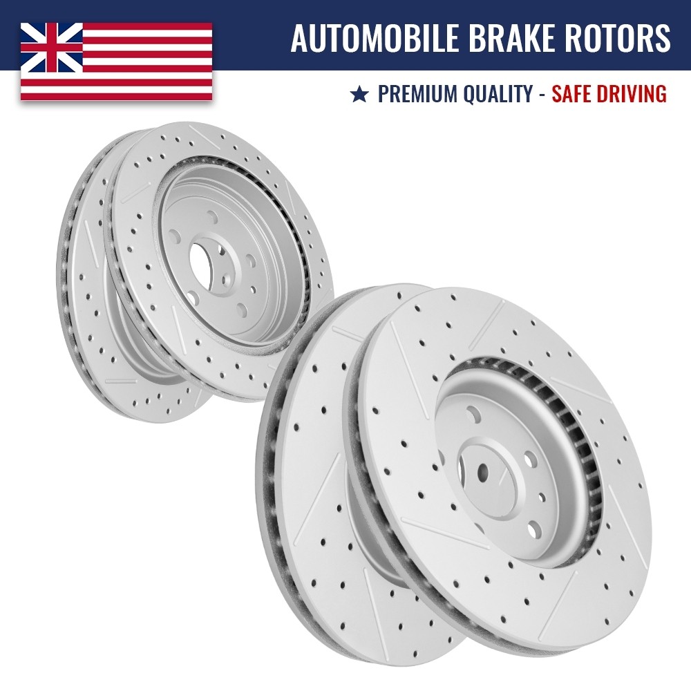 Front & Rear Drilled Slotted Brake Rotors for 2010 – 2015 Chevy Camaro V6 LS LT