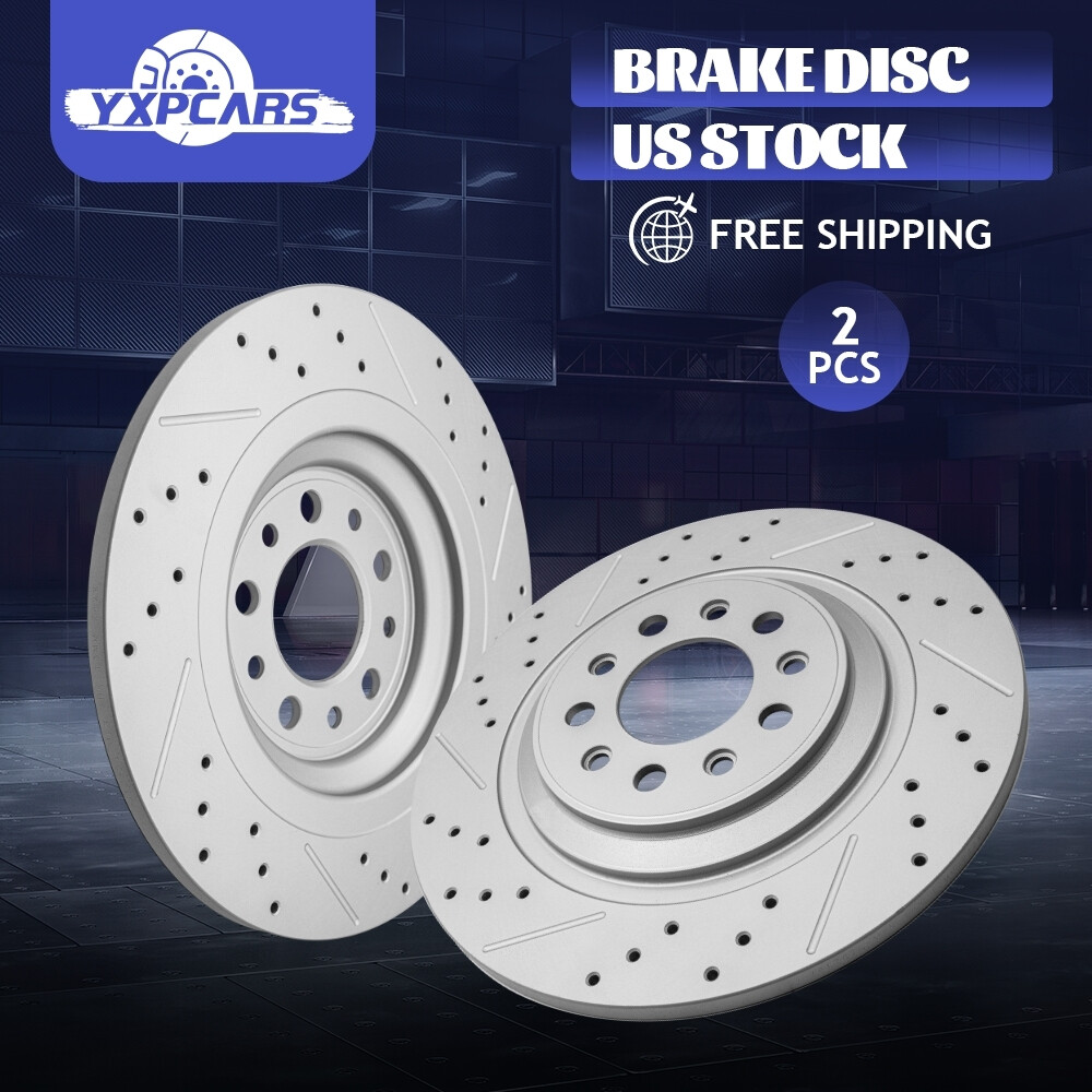 2PCS Rear Drilled Brake Rotor For Jeep Cherokee w/ Dual Piston Front Caliper