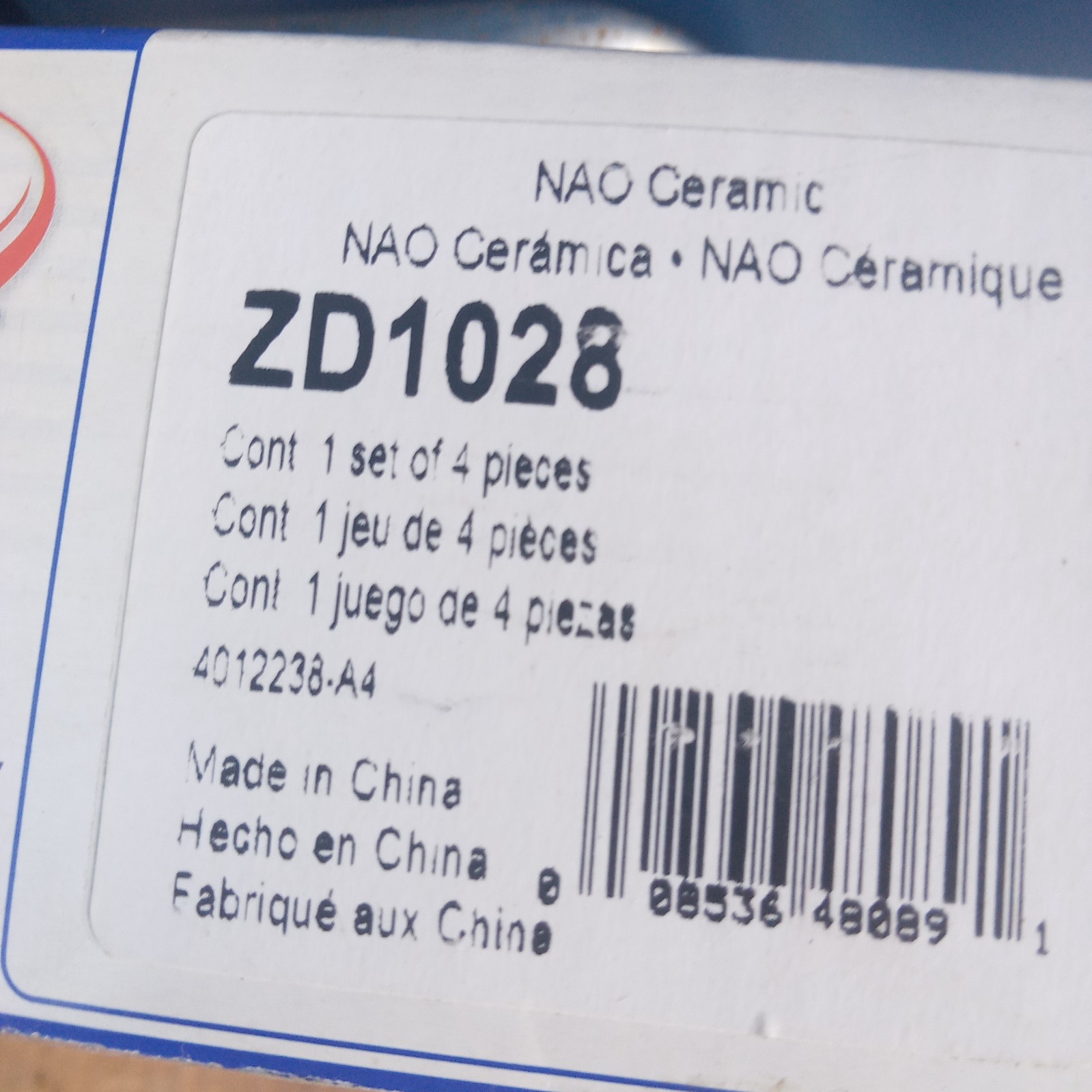 Wagner Brake Disc Brake Pad Set P N Zd1028