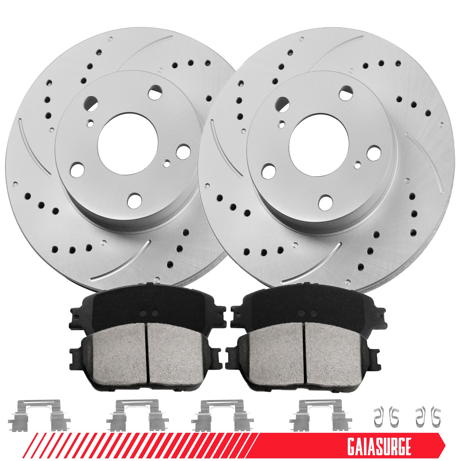 5 Lug Front Drilled Disc Rotors Brake Pads Kit for 2005 – 2015 Toyota Tacoma
