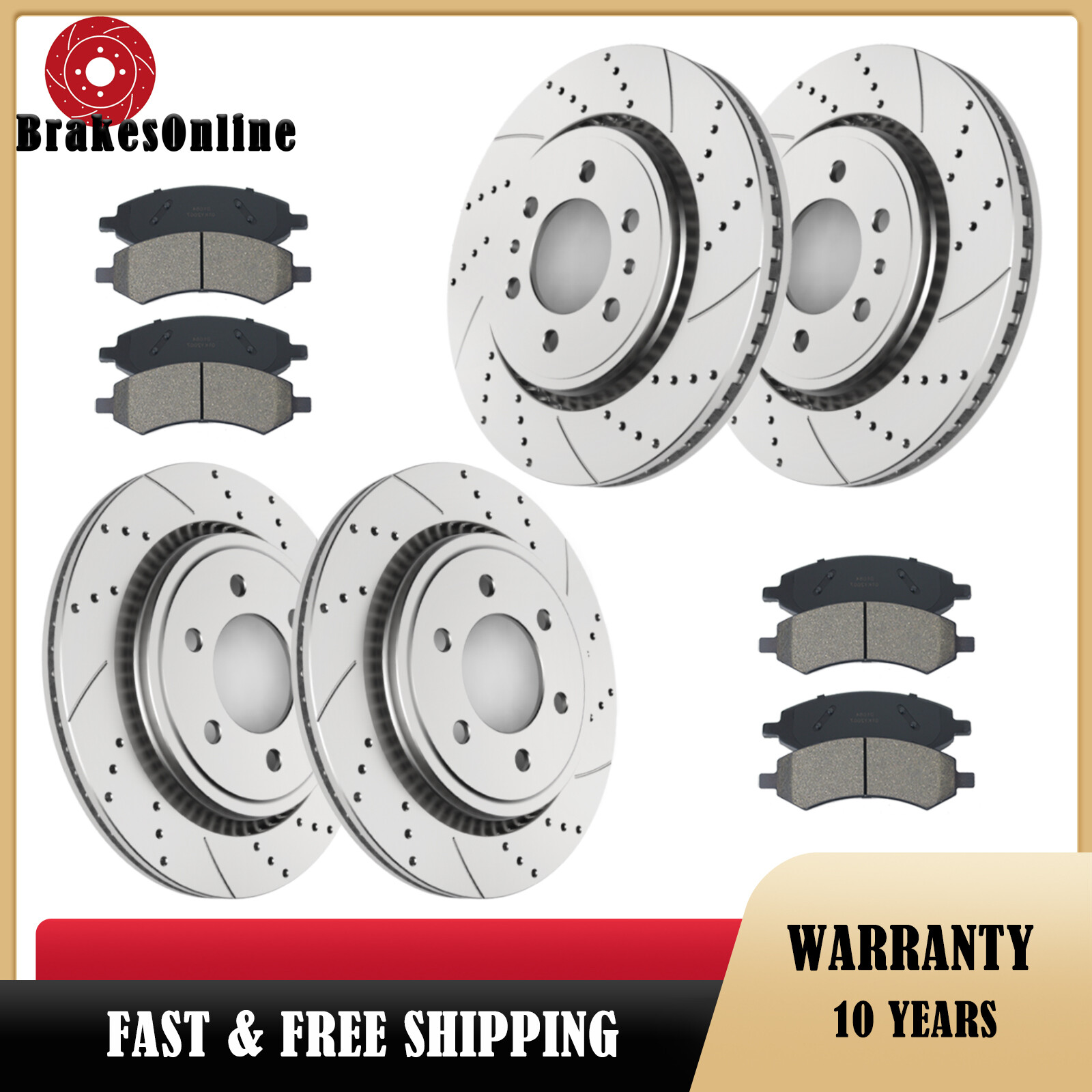 350mm Front 336mm Rear Brake Rotors Pads fit for Ford F-150 Electronic Parking