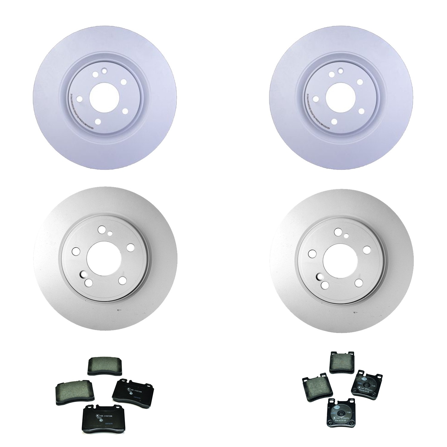 Hella Front And Rear Vented Rotor Low-Met Disc Brake Pad Kit for R129 SL600 1999