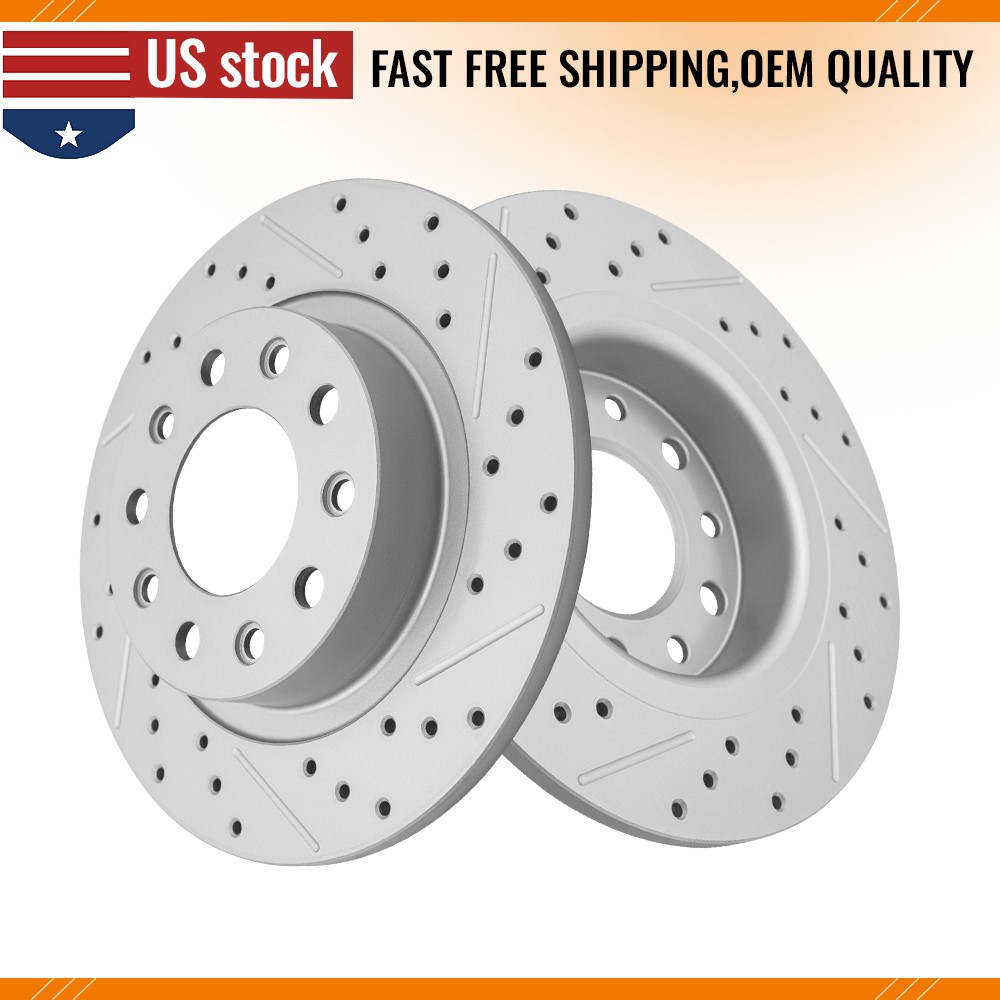 1 Pair 264mm Rear Drilled Disc Brake Rotors for 2013 – 2016 Dodge Dart