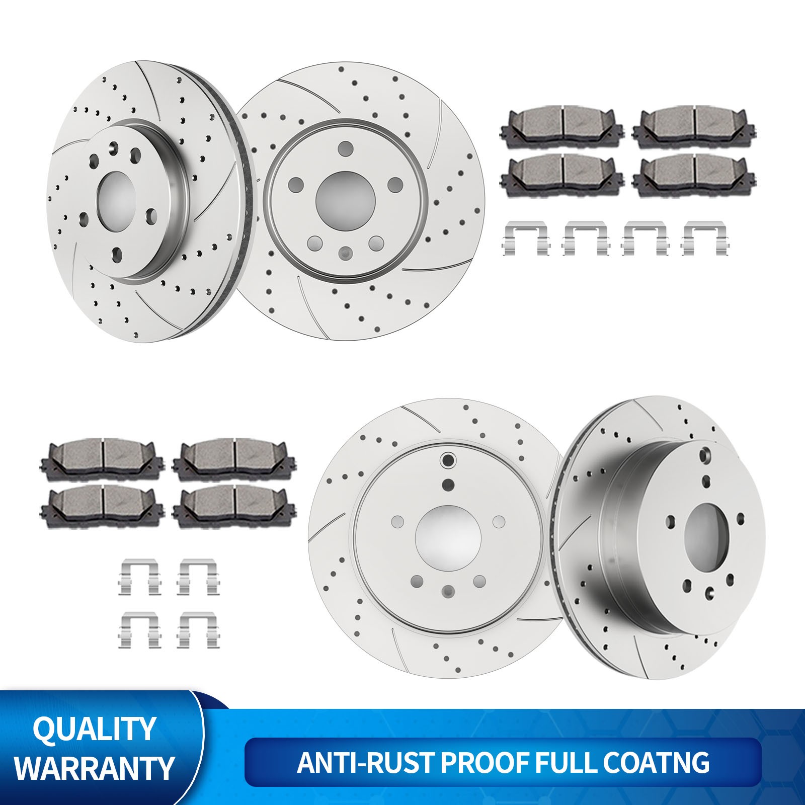 For Chevy Equinox Terrain Front Rear Drilled Rotors Disc Brake Pads Brakes Kits