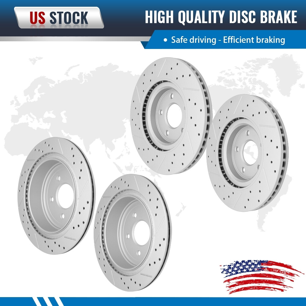 For Nissan Murano Infiniti Q60 Q50 Front Rear Drilled Slotted Brake Rotors Set