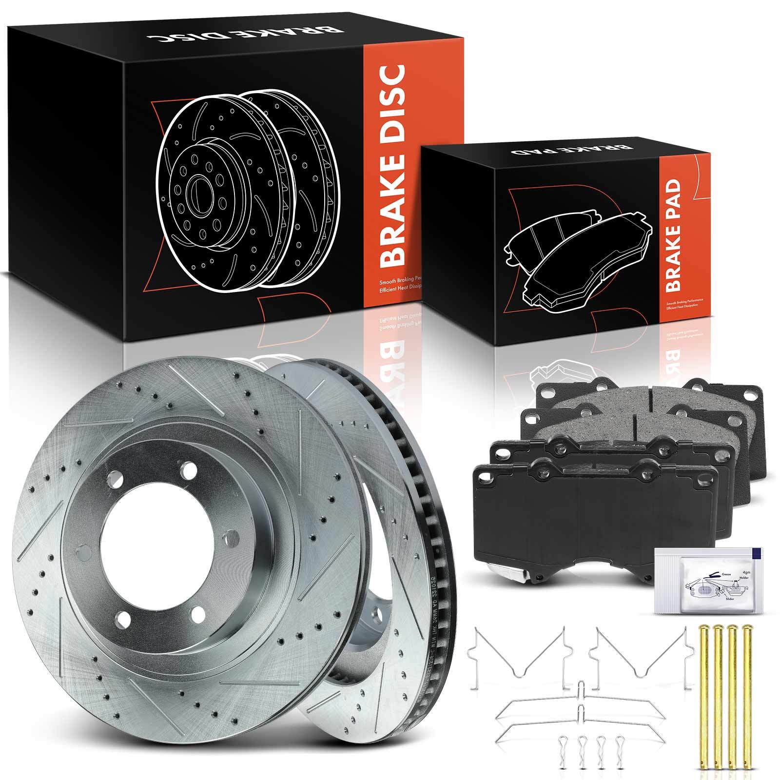 Front Drilled Brake Rotors & Pads for Toyota 4Runner Lexus GX470 2003-2009 338mm