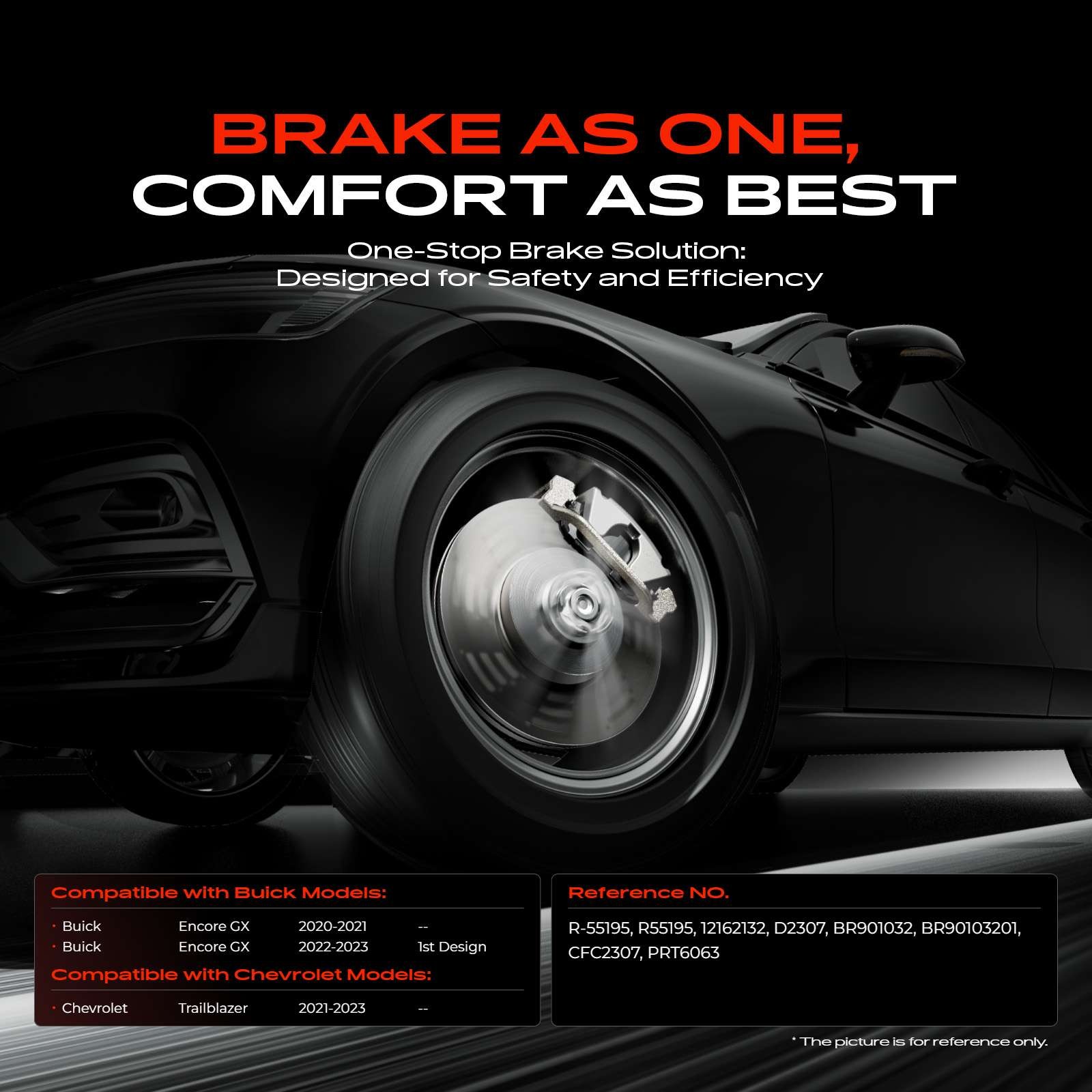 Front Disc Brake Rotor & Brake Pad for Buick Encore GX 20-23 Chevy Trailblazer