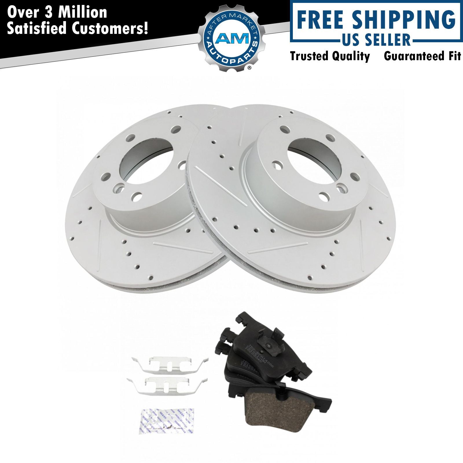 Front Ceramic Brake Pad & Replacement Performance Rotor Kit for BMW