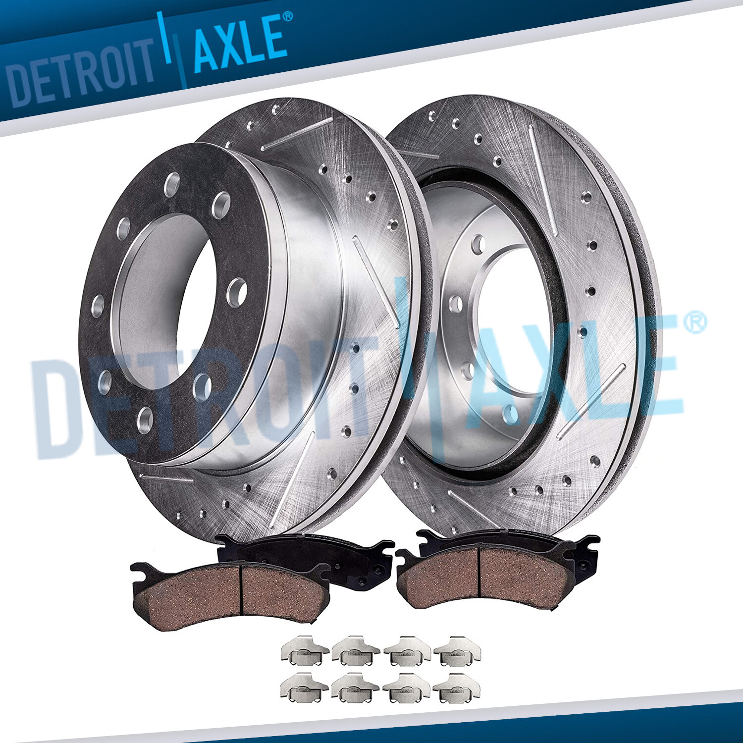 Front DRILLED Rotors Ceramic Brake Pads for 2005-2011 F-350 Super Duty 4WD DRW