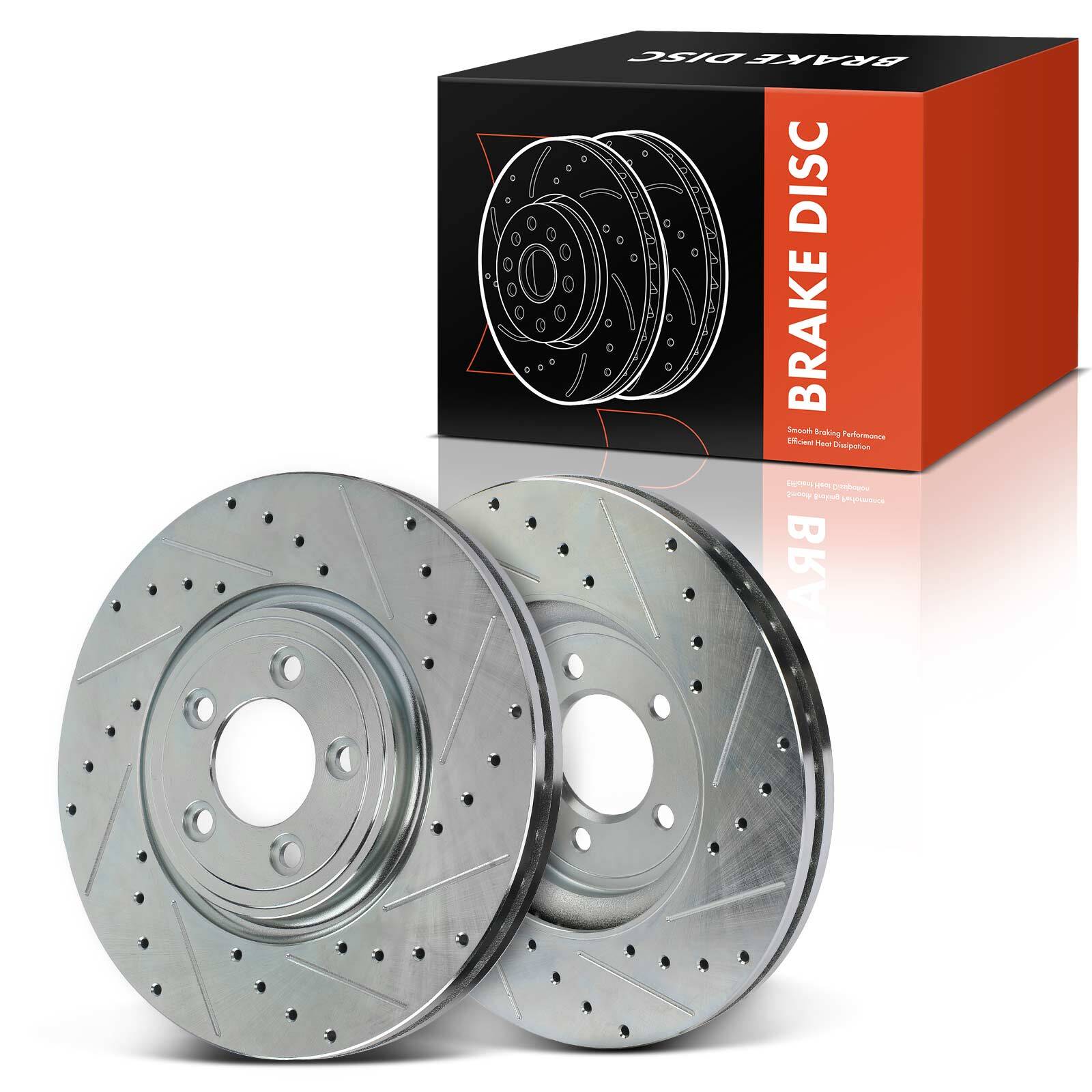 2x Front Drilled Brake Rotors for Jaguar S-Type 2006-2008 Vanden Plas XF XJ8 XK