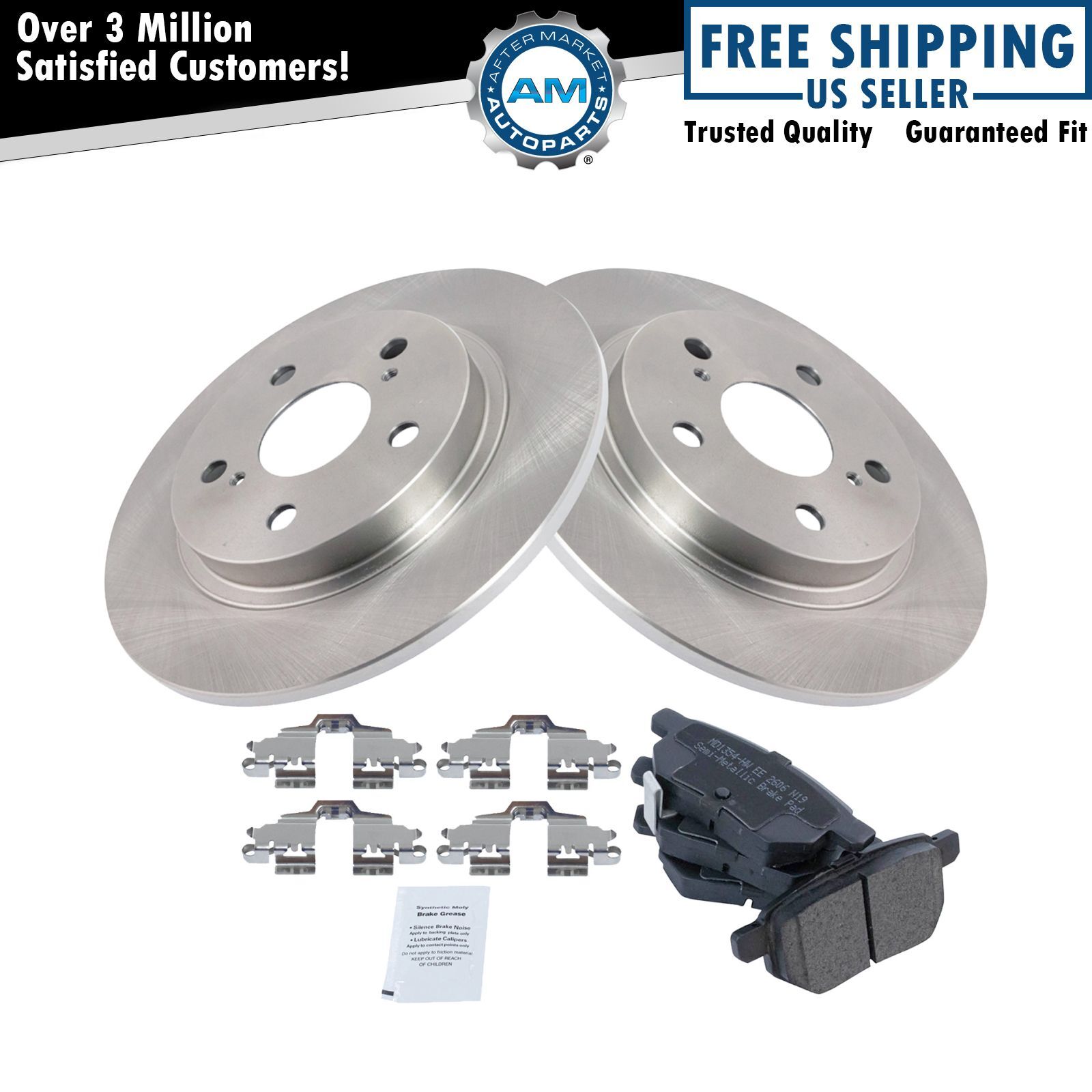 Rear Metallic Disc Brake Pads Set & 2 Rotors Kit for Matrix Vibe xB