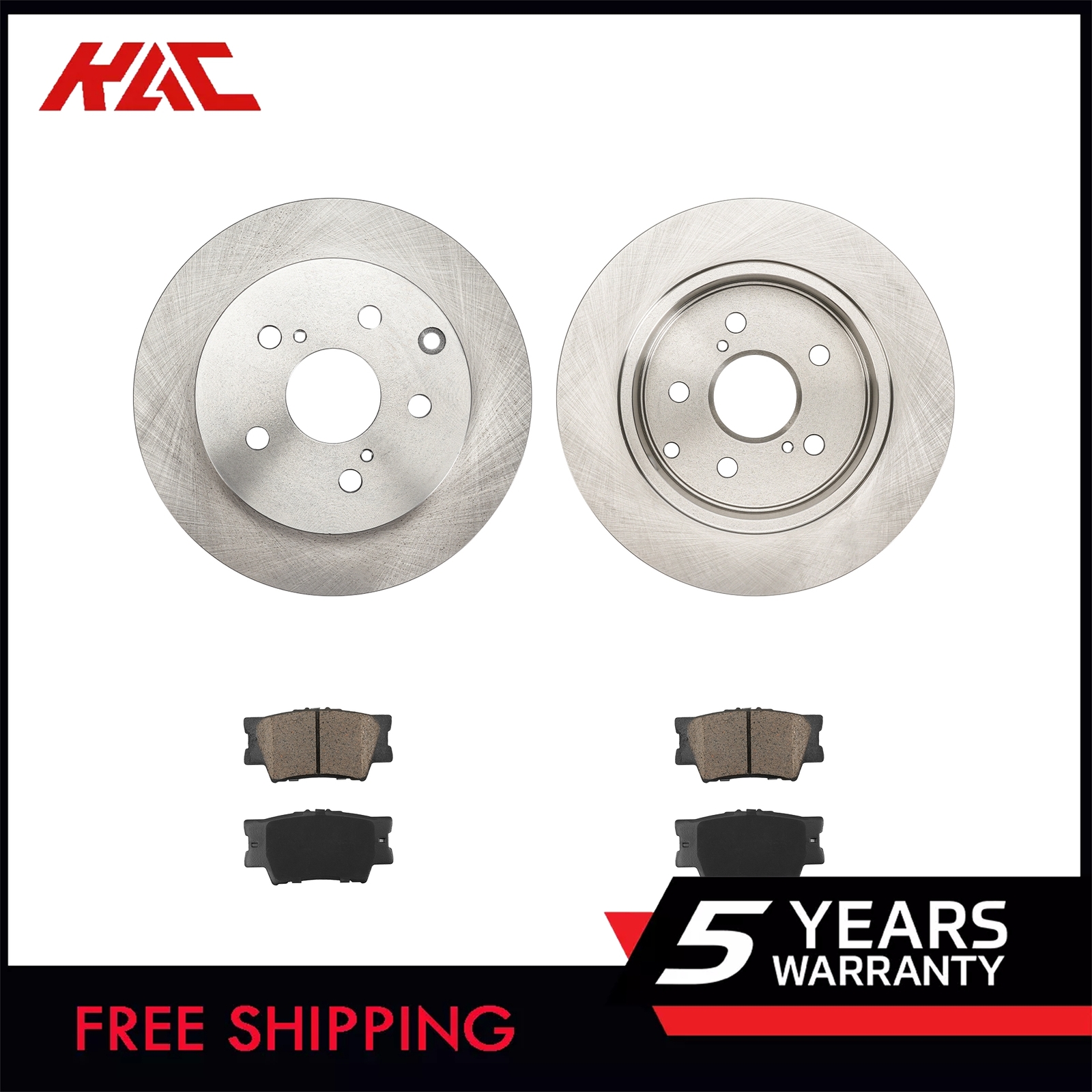 31443 1212 Rear Disc Rotors + Brake Pads for Toyota RAV4 2006-2018
