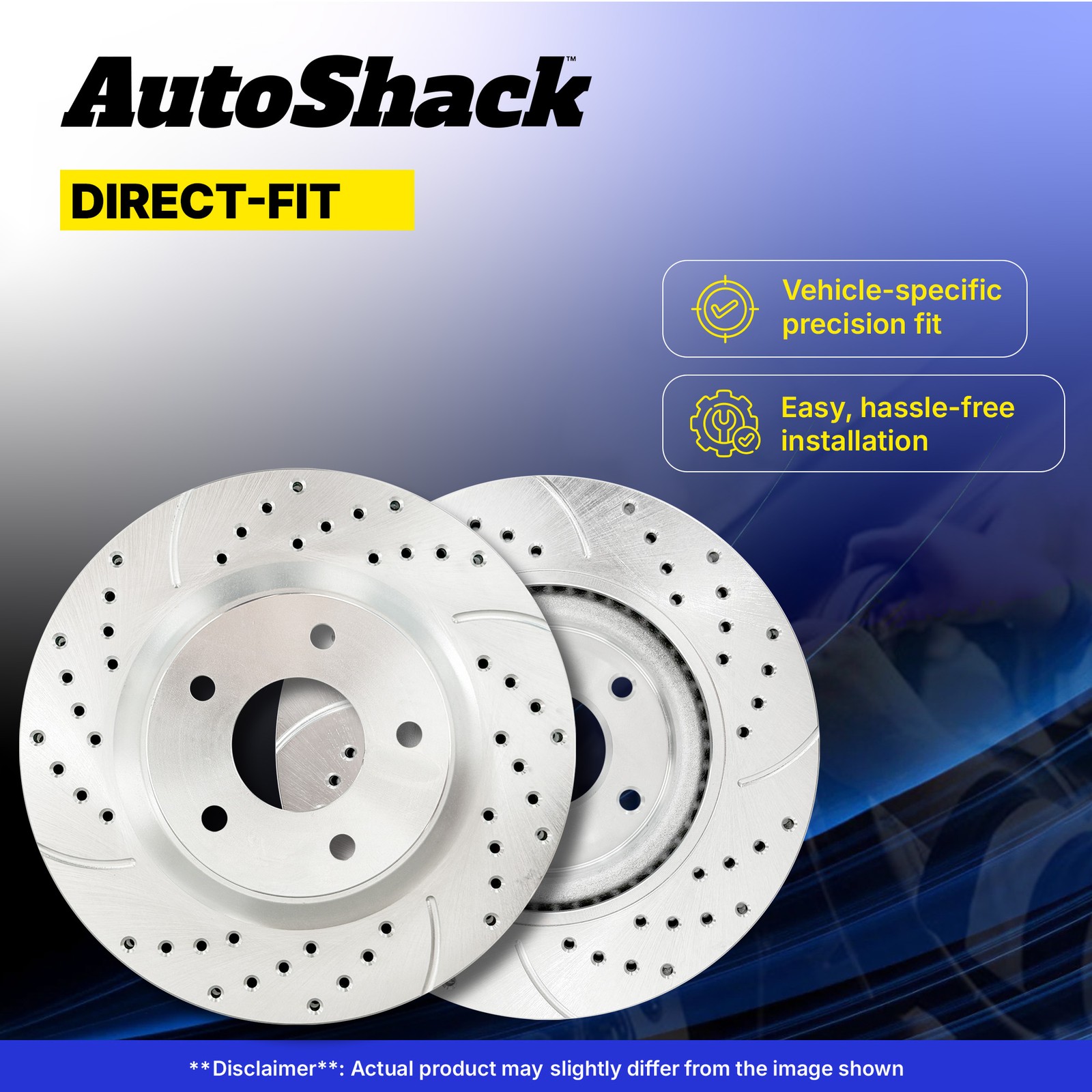 Front Drilled Slotted Brake Rotors Pair for Nissan, Sentra 2013-2019