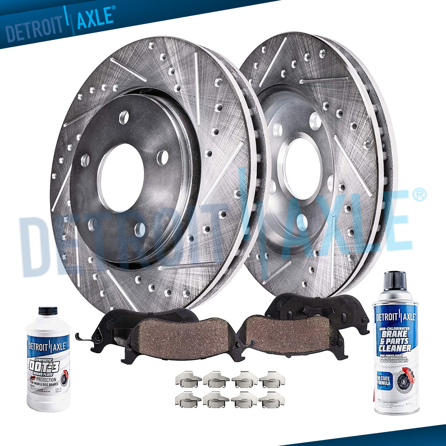 Front Drilled Brake Rotors + Ceramic Pads for 2008 – 2010 BMW 535i xDrive 535xi