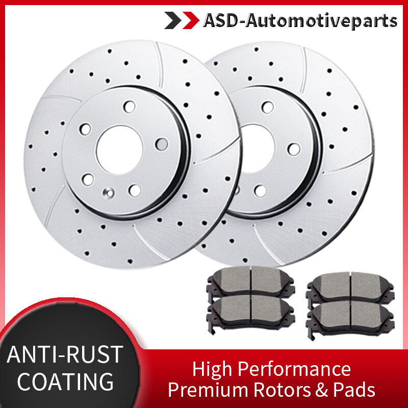 321mm Drilled Front Brake Rotors Discs Pads Kit for Chevy Equinox Impala MALIBU