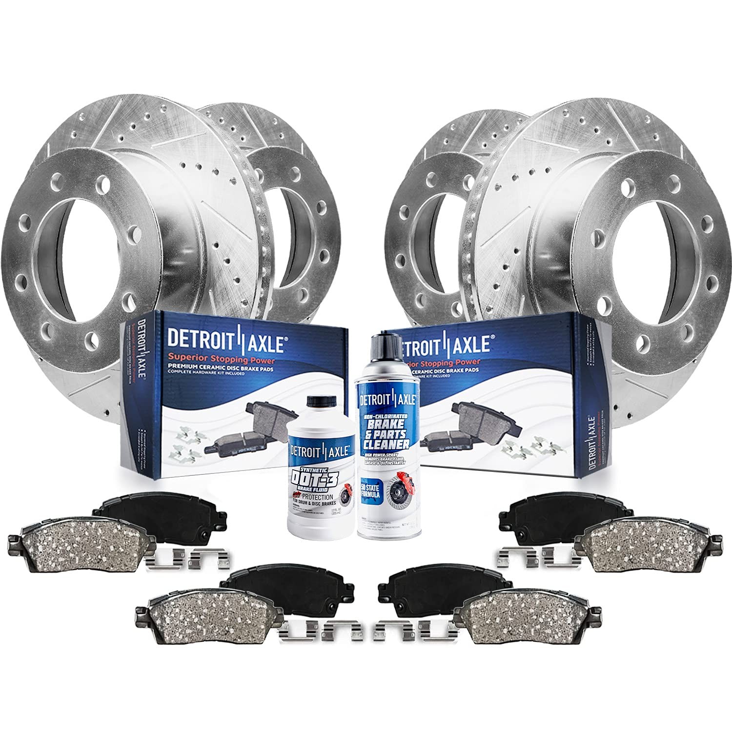 8-Lug Front & Rear Brake Pads Rotors for 2003-2008 Dodge Ram 2500