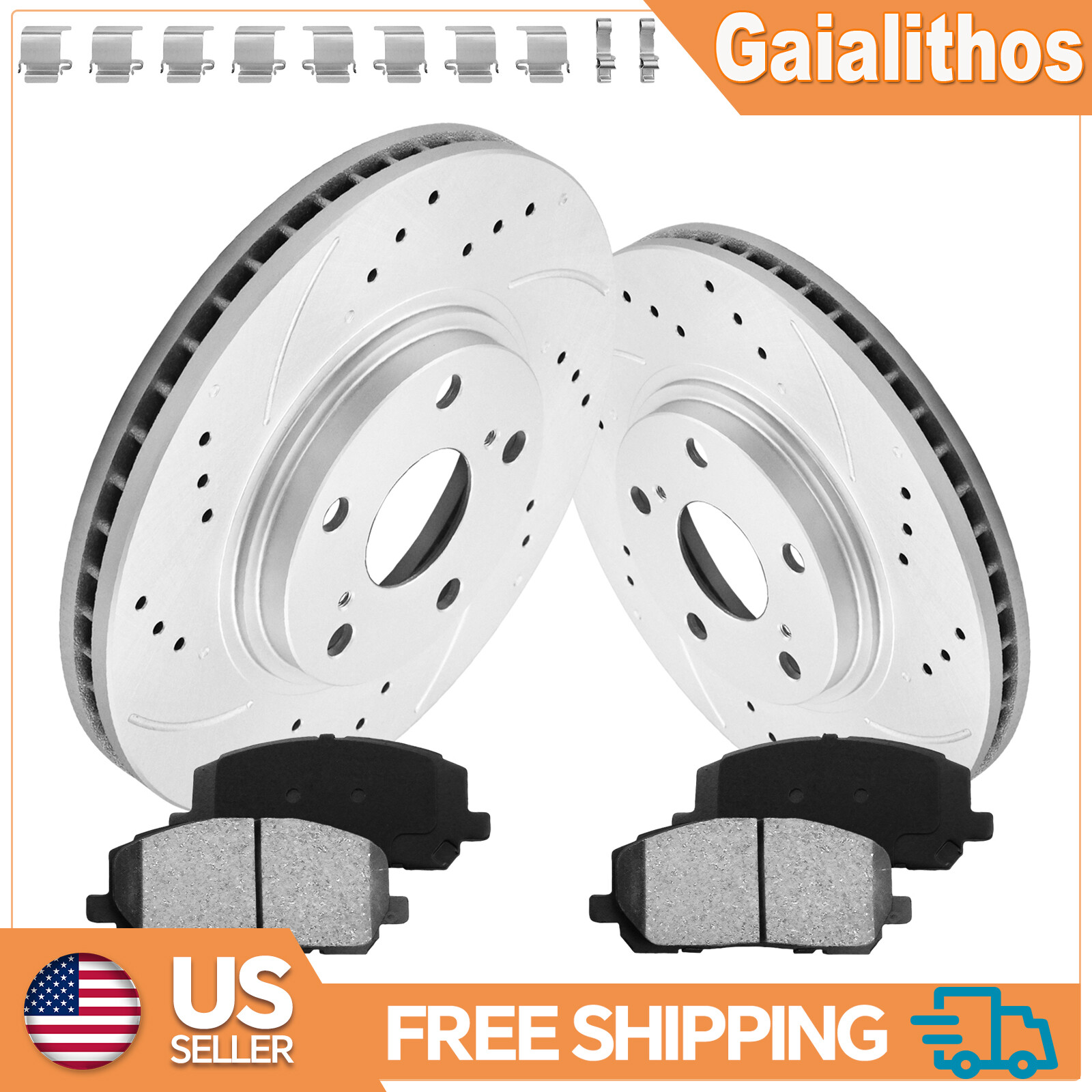For 2001 – 2007 Highlander AWD Front Drilled Brake Rotors + Ceramic Brake Pads