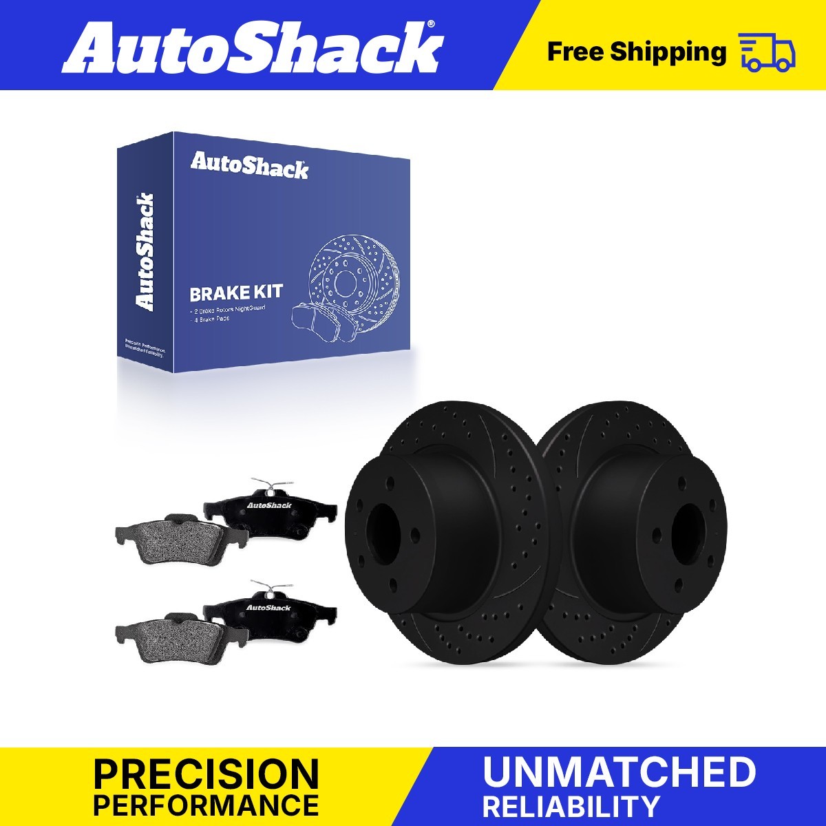 Rear Drilled Slotted Brake Rotors Premium Ceramic Pads for Ford, C-Max 2013-2018