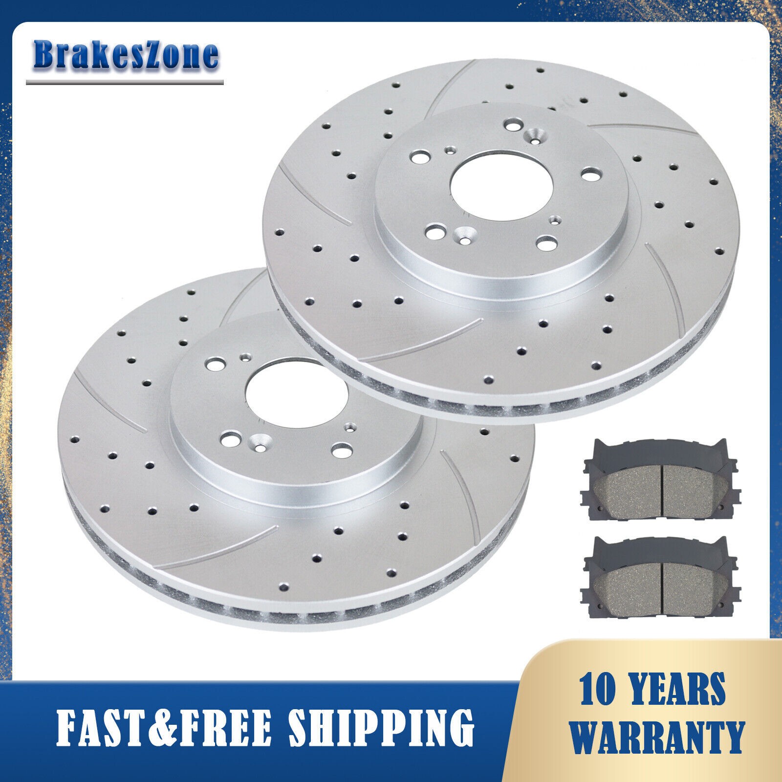 Front Brake Rotors Pads Kit for Honda Accord Civic CR-V Acura ILX Slotted Brakes