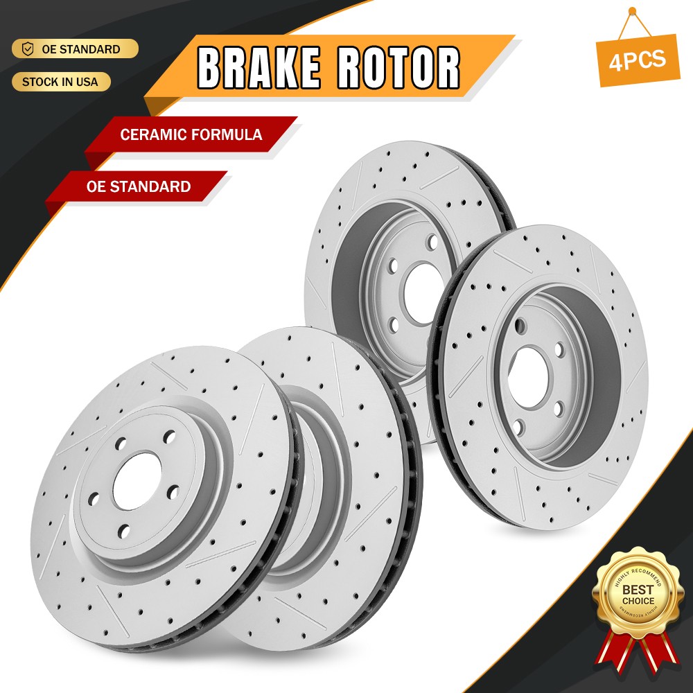 Front & Rear Disc Brake Rotors for Dodge Durango Grand Cherokee SRT 6.4L 2018-20