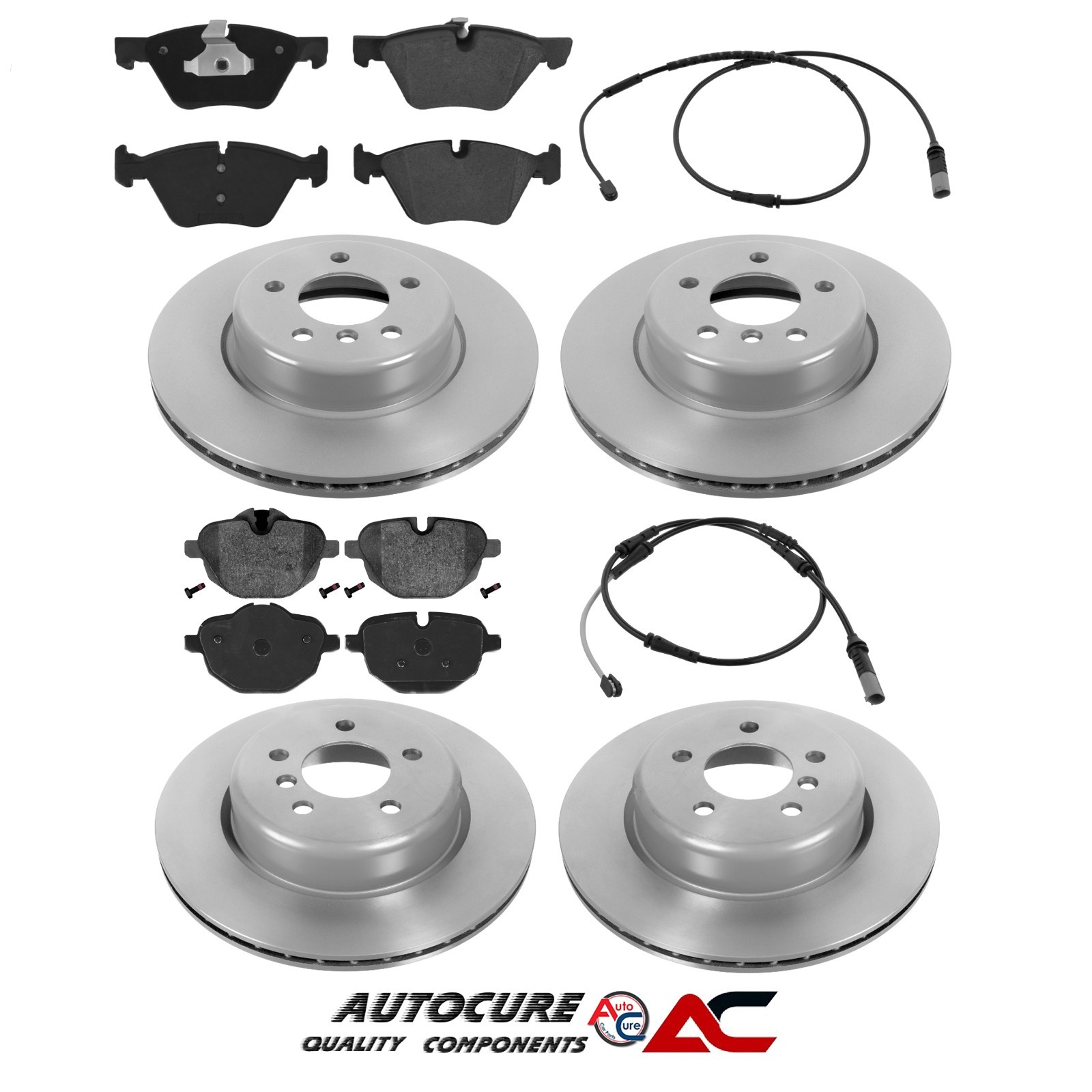FOR BMW 5 SERIES 520D M SPORT TOURING F11 COATED FRONT & REAR BRAKE DISCS & PADS