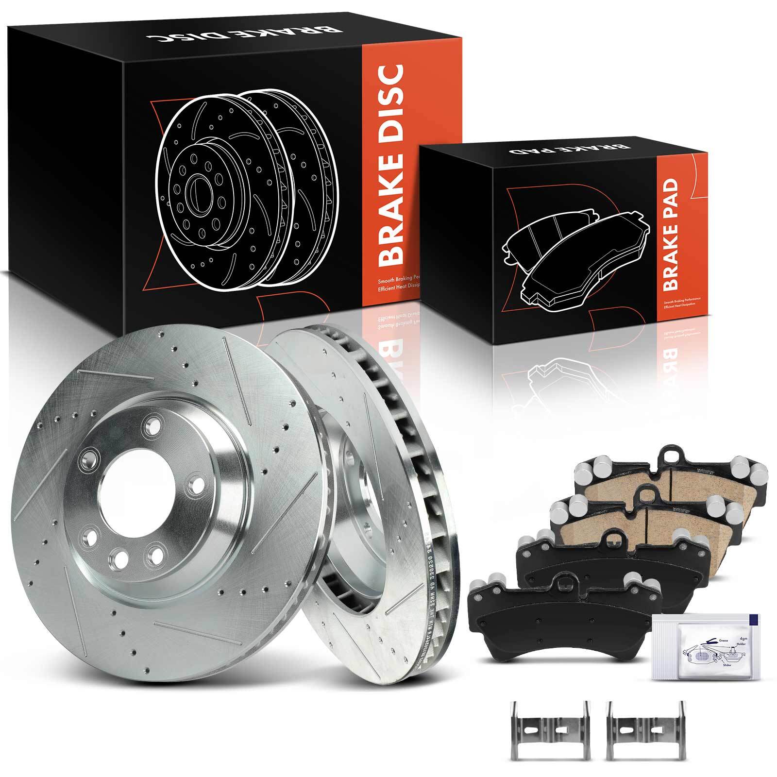 6xFront Drilled Brake Rotors & Ceramic Brake Pads for Audi Q7 VW Touareg Porsche