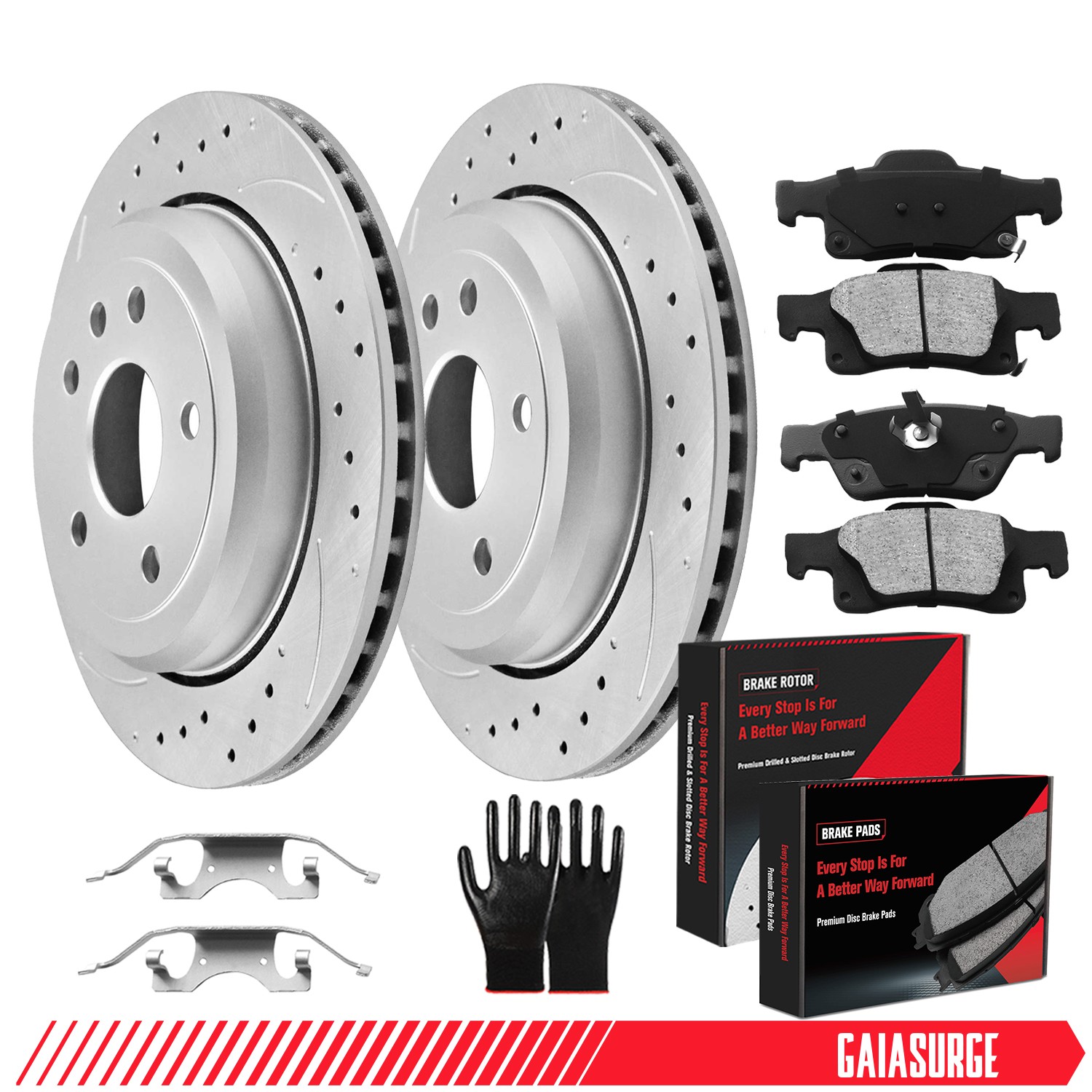 For 2011-2021 Jeep Grand Cherokee Dodge Durango Rear Drilled Brake Rotors & Pads