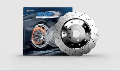 SHW ARX47418 for 14-18 Audi RS7 4.0L Rear Cross-Drilled Lightweight Wavy Brake R