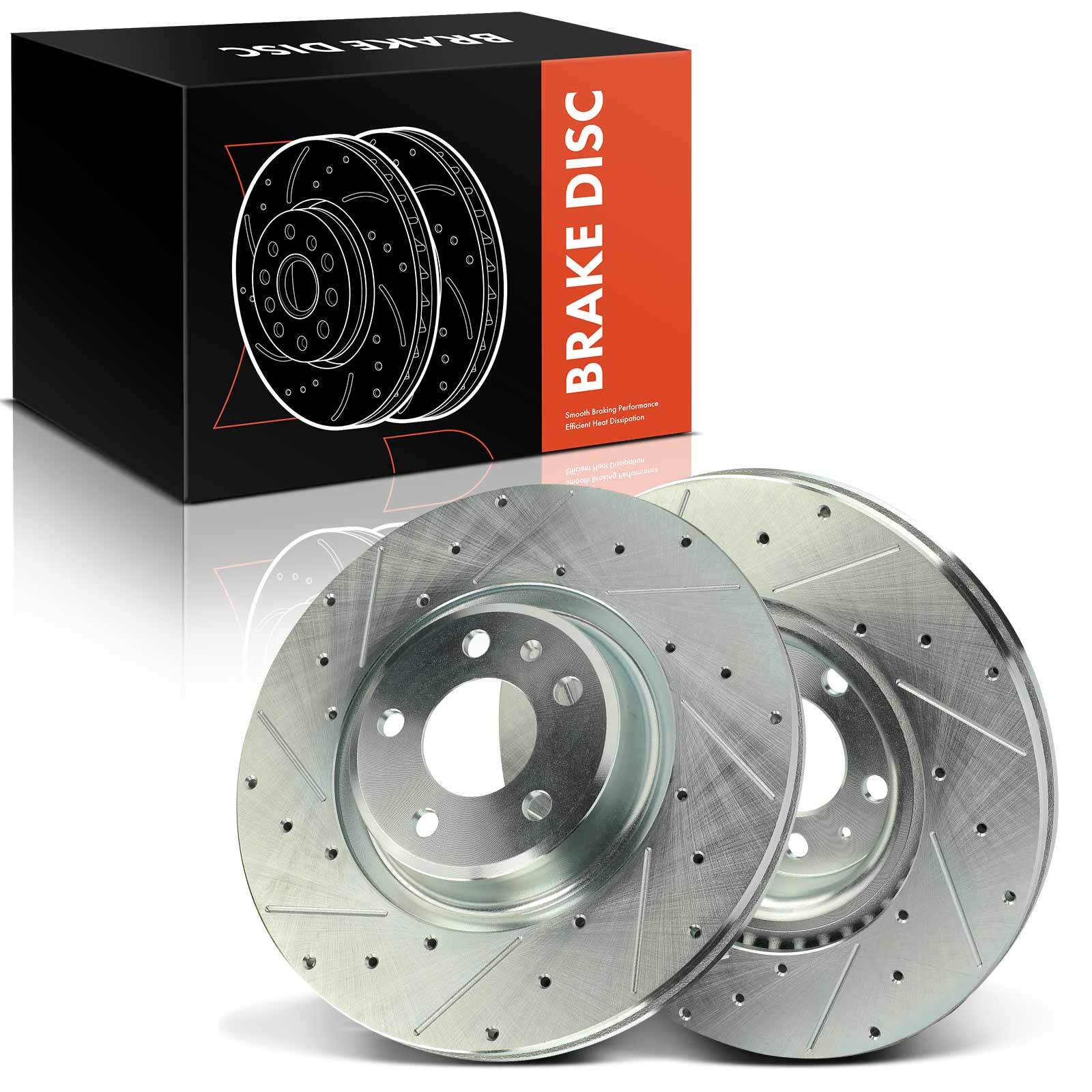 2Pcs Drilled Brake Rotors for Audi A4 2017-2020 A5 Quattro Front Left & Right