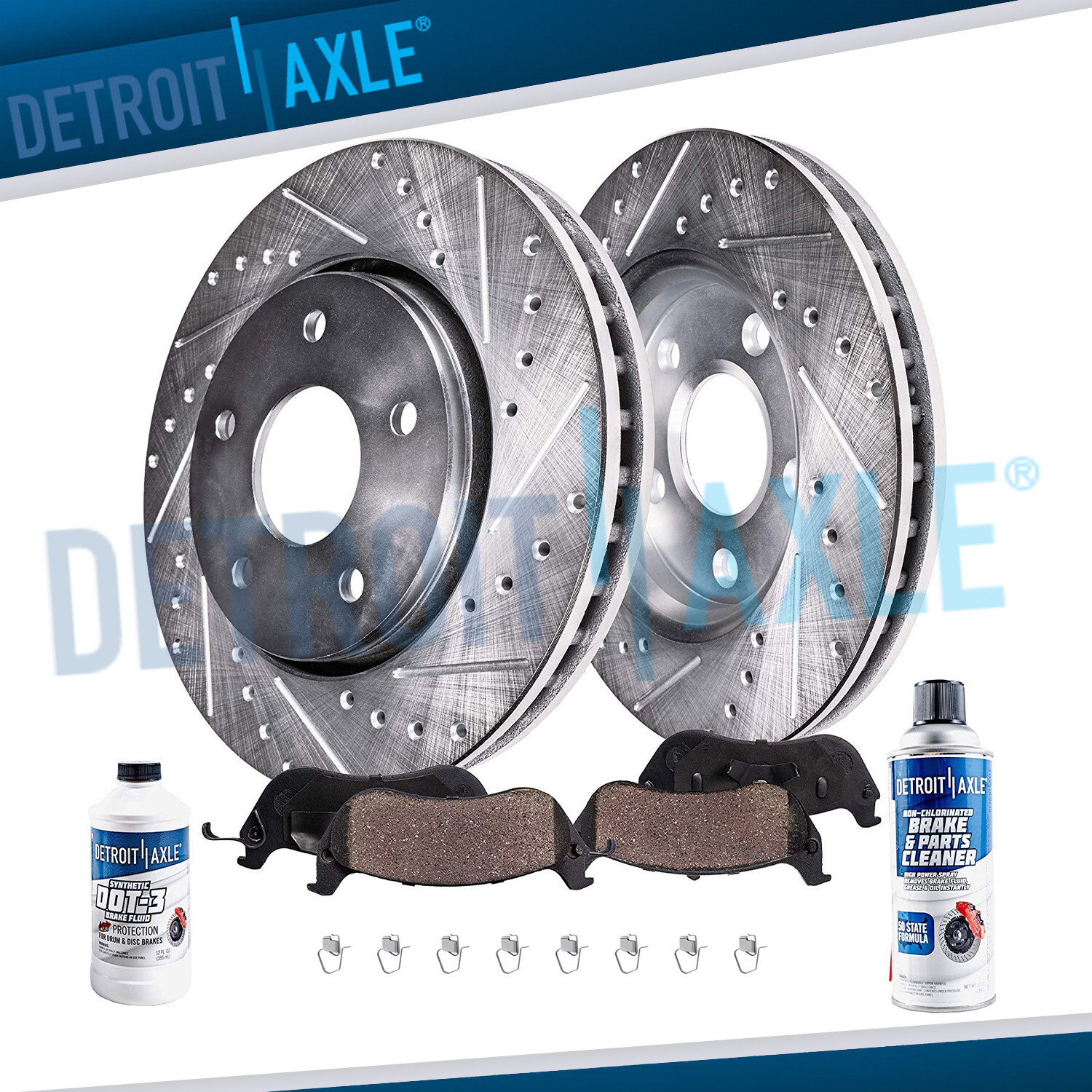 Front Drilled Rotors + Brake Pads for 2005 – 2011 Dodge Dakota Mitsubishi Raider