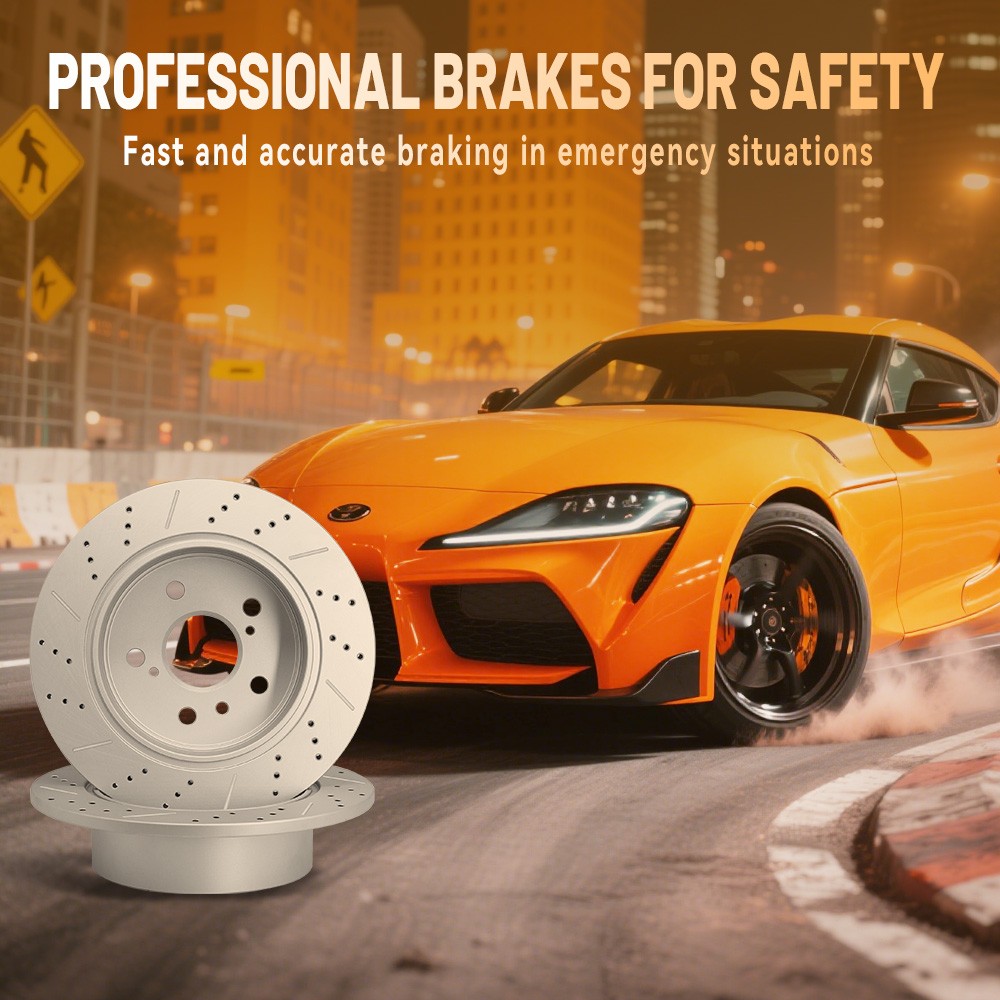 Front Drilled & Slotted Disc Rotors Ceramic Brake Pads for INFINITI Q50 Q60 QX50