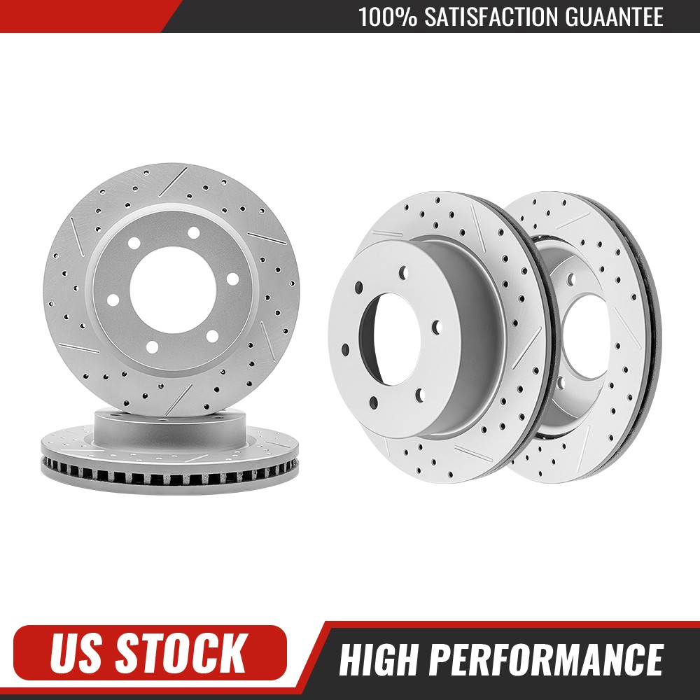 4pc Front & Rear Drilled Slotted Disc Brake Rotors Kit for 2019-2023 Ford Ranger