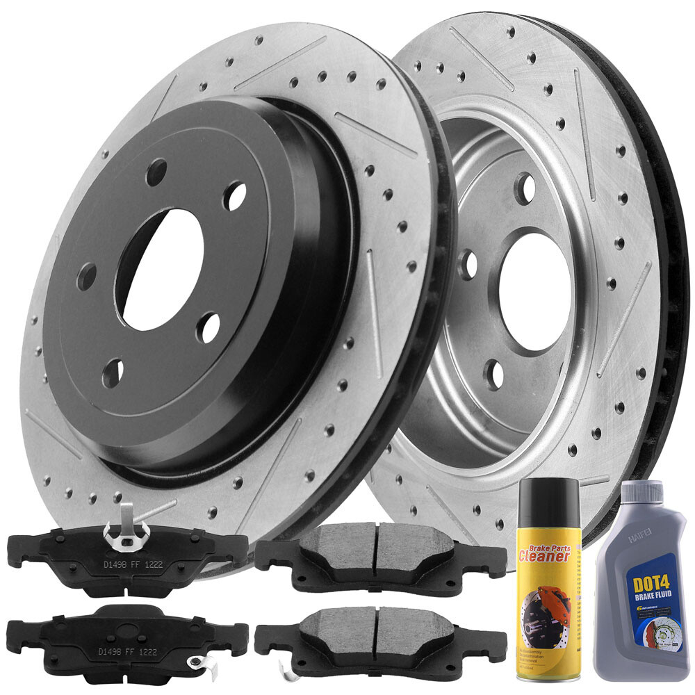 Rear Drilled Rotors Brake Pads for 2011-2020 Durango Grand Cherokee D1498 A14