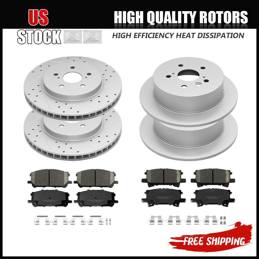 Front & Rear Rotors Brake Pads for Lexus RX330 RX350 RX400h Toyota Highlander